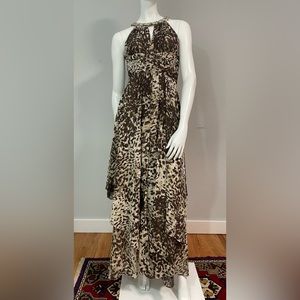 HALTER LONG Gown Animal Print, Size 2